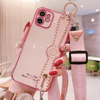 luxury phone case for iphone 12 pro 13 11 pro max xr xs x xs max 7 8 plus soft tpu phone cover ring holder hand crossbody strap