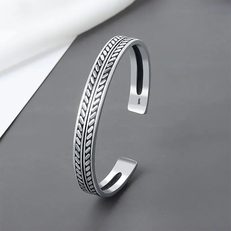

VENTFILLE 925 Sterling Silver Retro Feather Leaf Bracelet For Women Temperament Personality Trendy Jewelry 2021 New