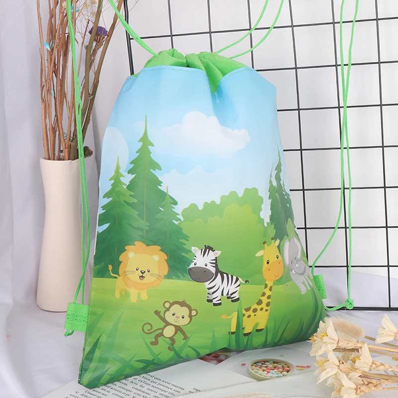 

5styles Candy Bags Animals Packing Travel Drawstring Bag Backpack Non-woven Backpack Cartoon Dinosaur Drawstring Bags For Kid