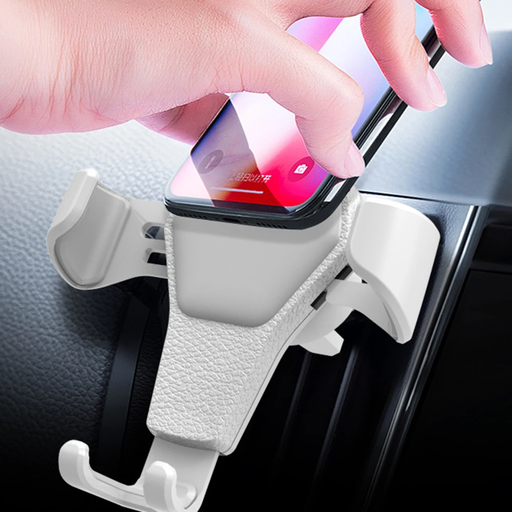 

Car Phone Gravity Mount Smartphone Air Vent Leather Holder Easy Clamp Cradle Hands-Free Stand for iPhone Samsung Huawei Xiaomi
