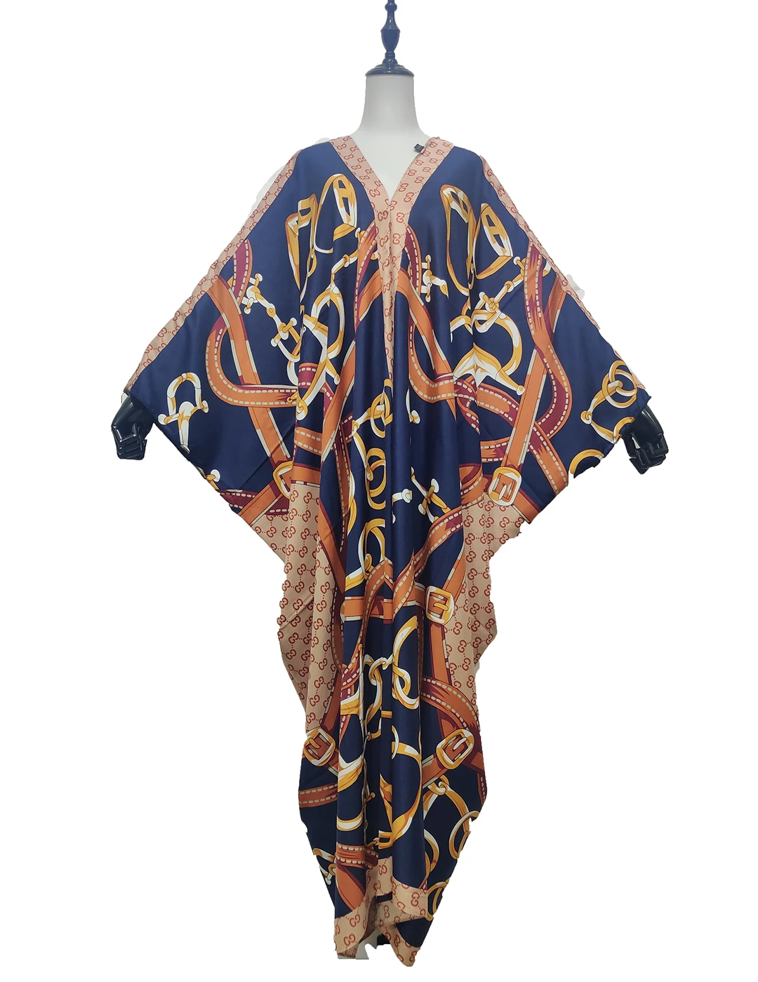 

Kuwait New 2021 Bohemian Sexy V-Neck Kaftan Maxi Dress Traditional Middle East Abaya Summer BouBou Muslim Dress