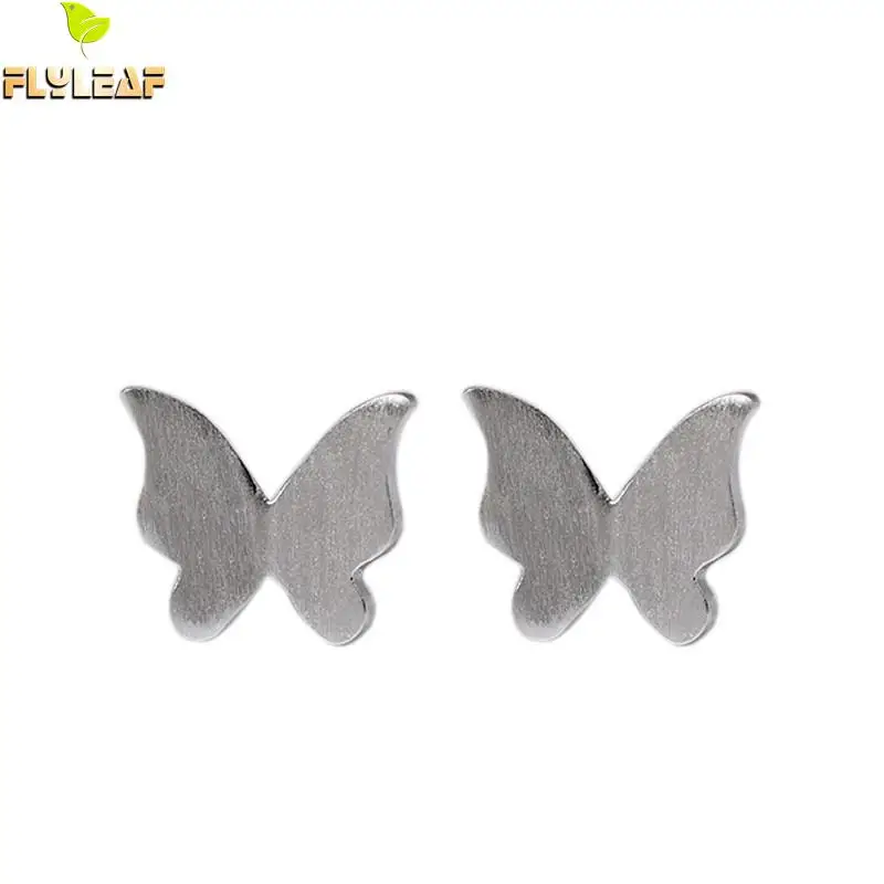 

Flyleaf 925 Sterling Silver Butterfly Stud Earrings For Women Simple Style Girl Gift Prevent Allergy Sterling-silver-jewelry