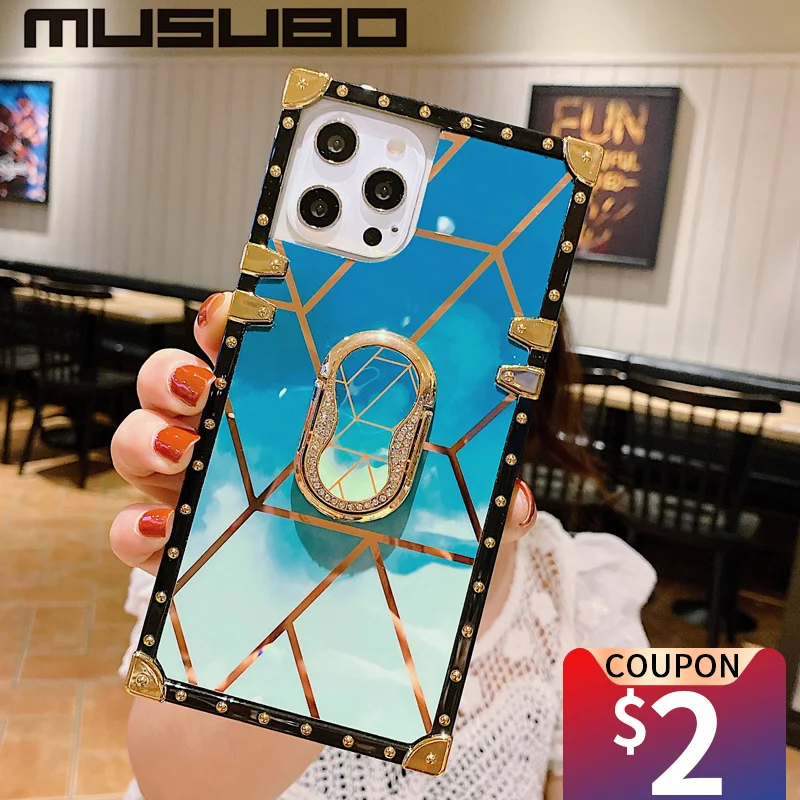 

Musubo Luxury Square Phone Case For Samsung Galaxy A51 A50 A70 A71 a02s 5G A72 A32 Funda Silicone Soft Back Cover Girls Fashion