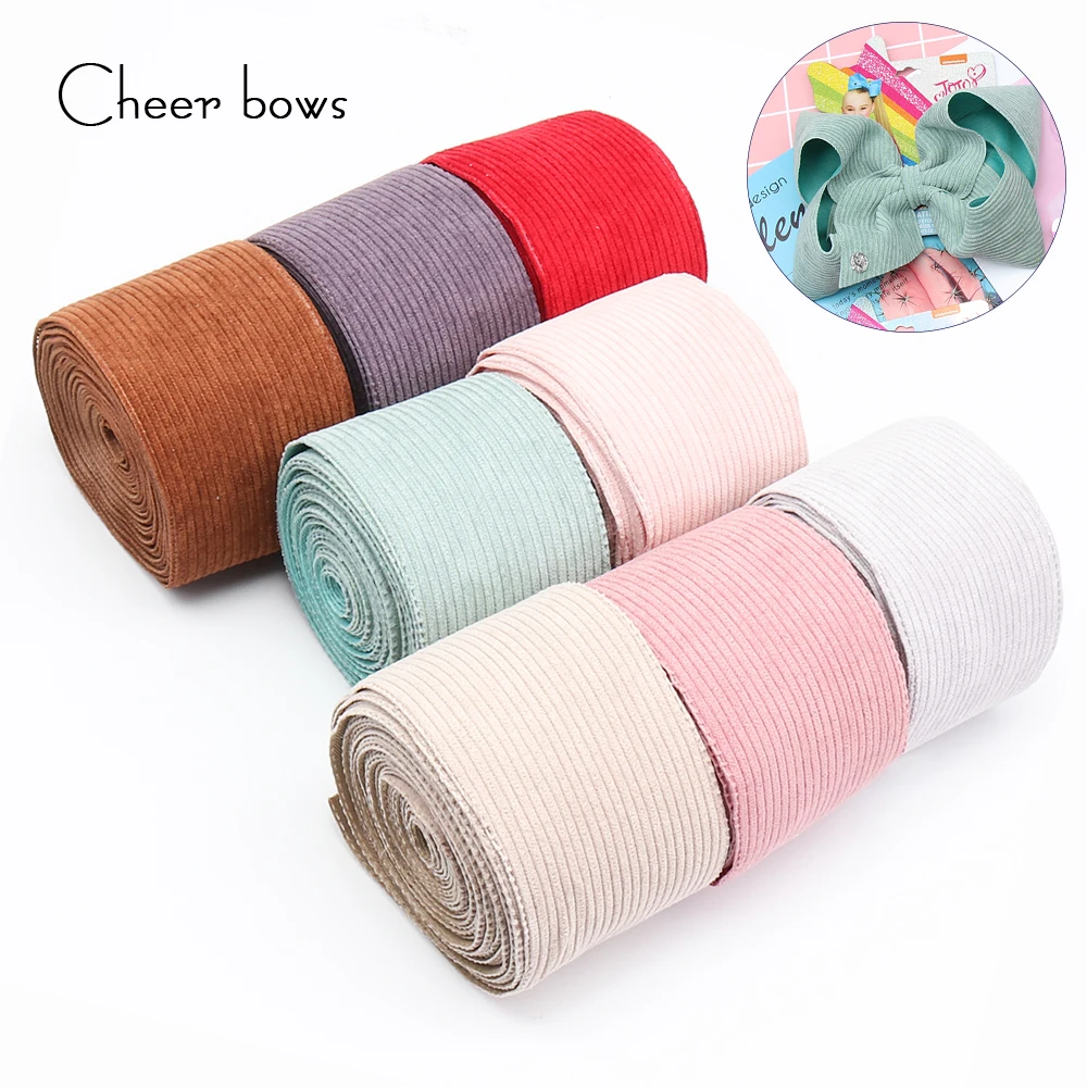 

Cheer Bows 75mm Solid Color Autumn Winter Stripe Corduroy Ribbon Soft Velvet Fabric Layering DIY Hair Bow Decoration Material 2Y