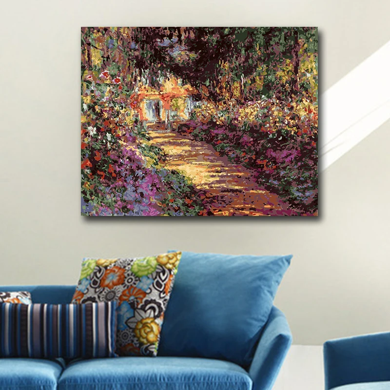 Diy цифровая картина монета Известный рисунок водяной лилии декор с пейзажем