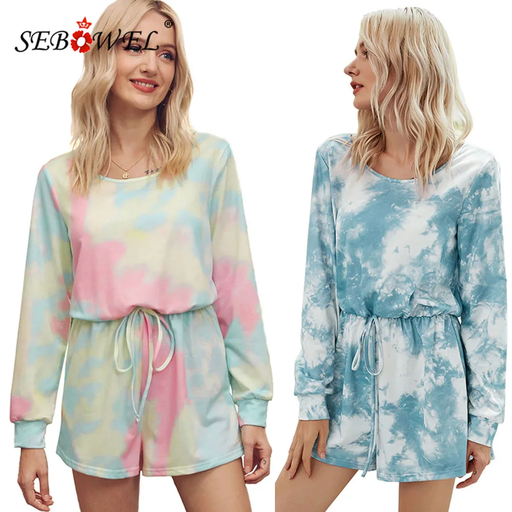 

Женский Повседневный Комбинезон с круглым вырезом и принтом