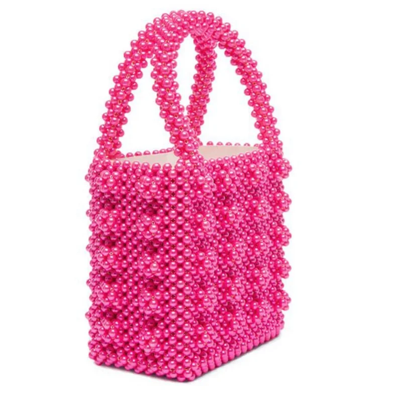 Женская сумка с розовым жемчугом Сумка бусинами сумка-мешок женские вечерние