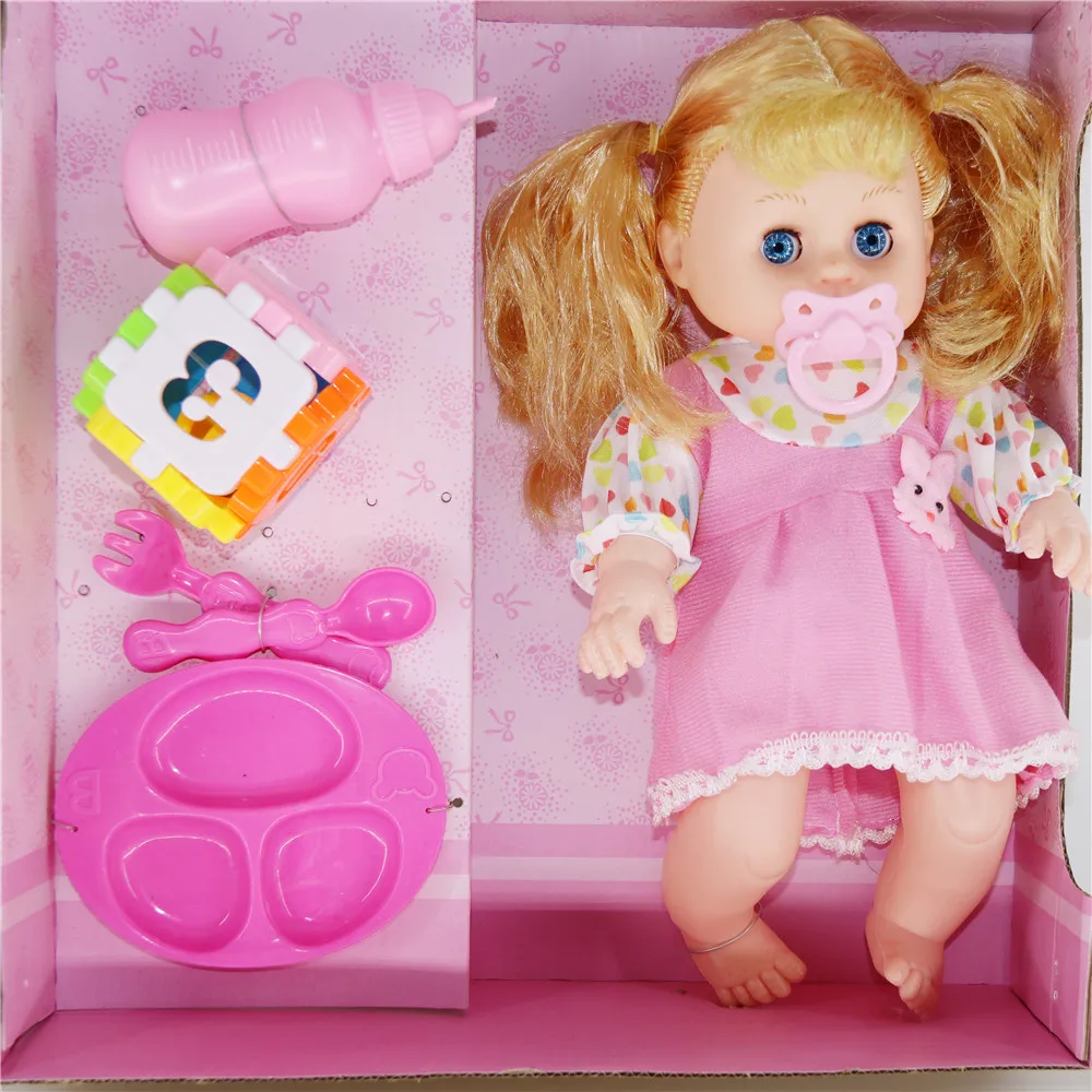 

32CM full vinyl talking reborn baby girl doll blinking eyes Drinking water pee can bathe doll toys for children gift