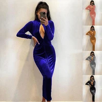 new autumn and winter sexy cut out bust full sleeve ladies evening dress ankle length mermadi prom party dresses for women 2021
