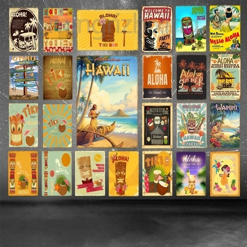 Добро пожаловать в Гавайскую вечеринку украшения Алоха тики постер на стену
