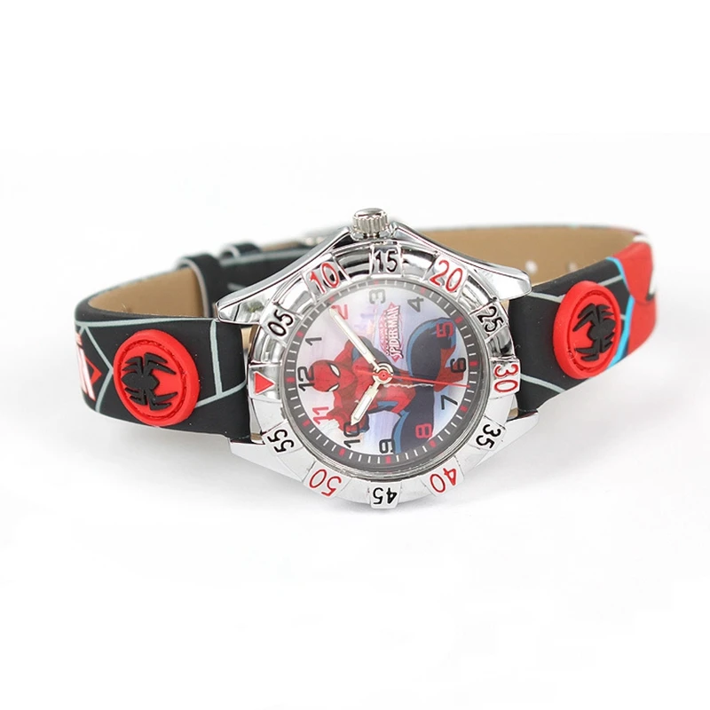 

Spider Man Marvel Avengers Children Leather Quartz Fashion Luminous Hand Sport Watch Boy Student Time Best Birthday Gift Clock