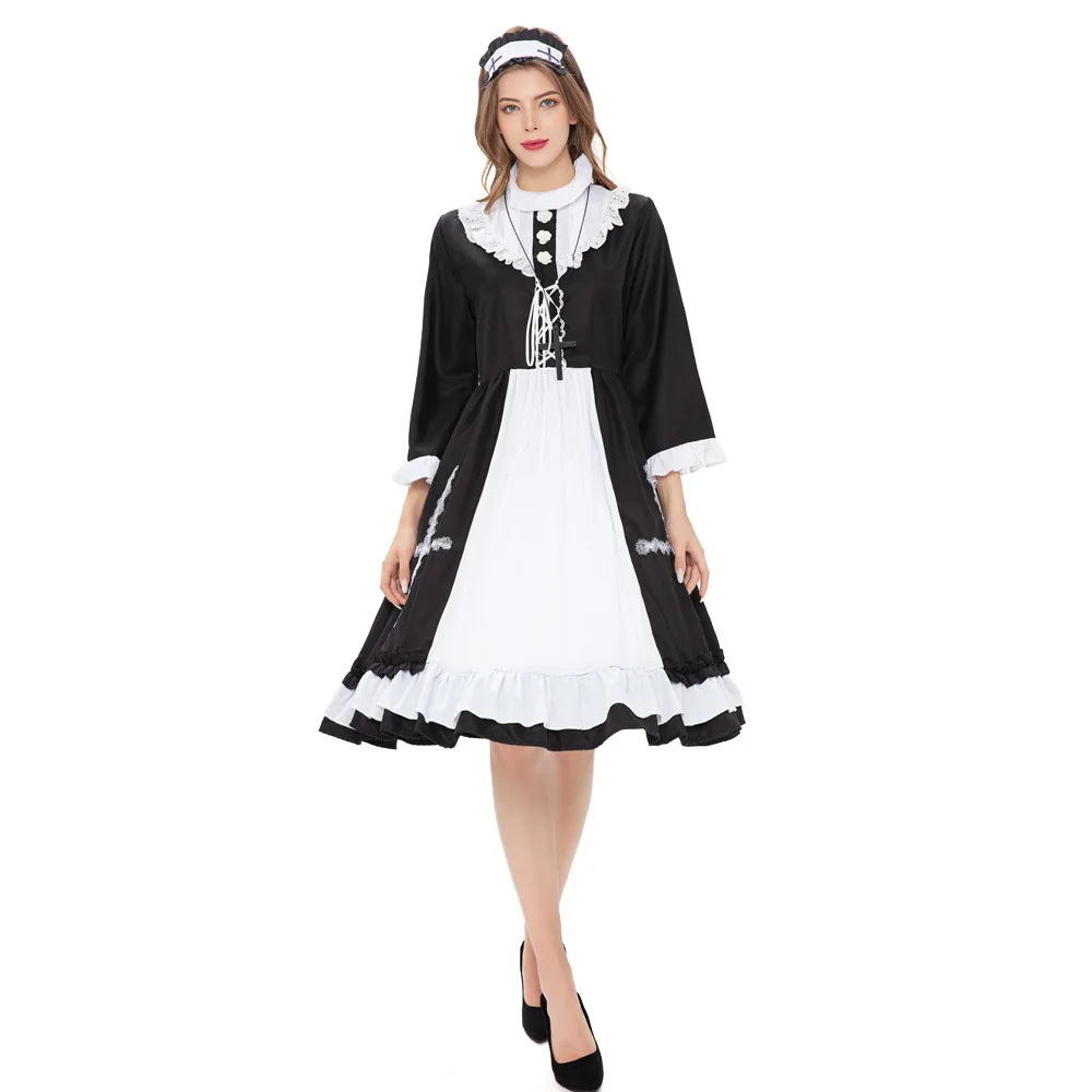 

New Sexy Sweet Lolita Dress Maid Costume Anime Cosplay Maid Uniform Plus Halloween Costumes For Women nuns-cosplay