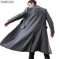 british style long wool trench coat men 2021 winter mens cashmere coat slim fit extra long overcoat windbreaker manteau homme