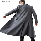 Британский стиль длинный шерстяной Тренч для мужчин 2021 зимнее мужское Кашемировое Пальто приталенное Удлиненное пальто ветровка манто Homme