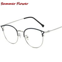 women round optical glasses frame alloy cat eye prescription glasses spectacles for femal