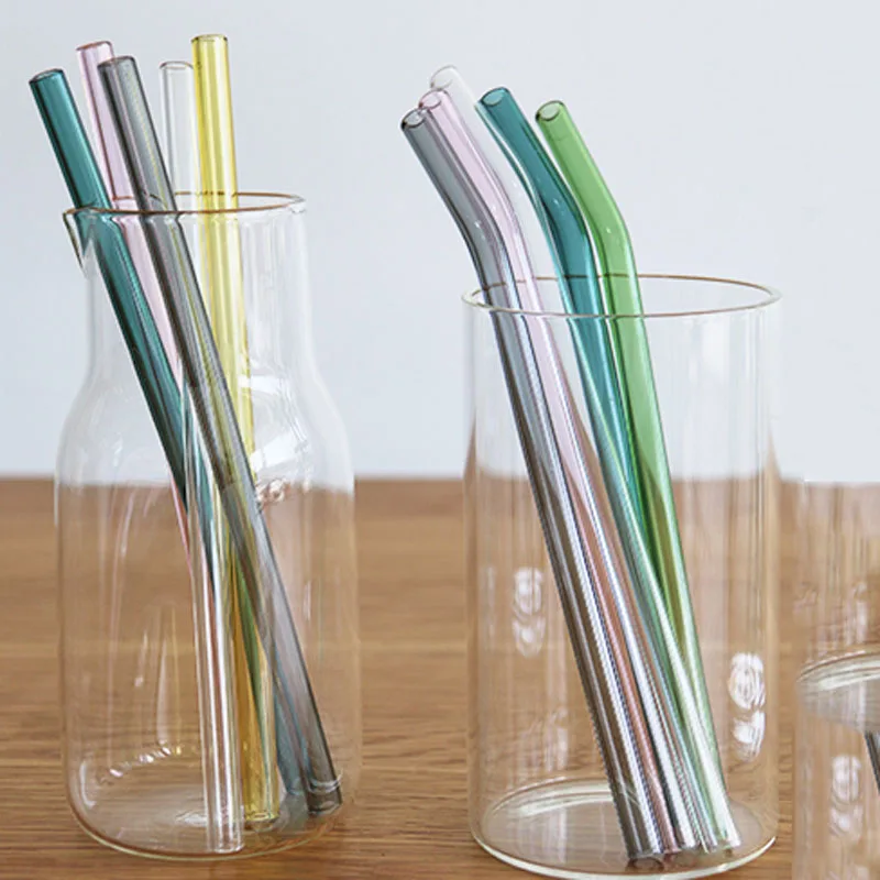 5 шт./лот креативно окрашенная прозрачная стеклянная соломка термостойкая