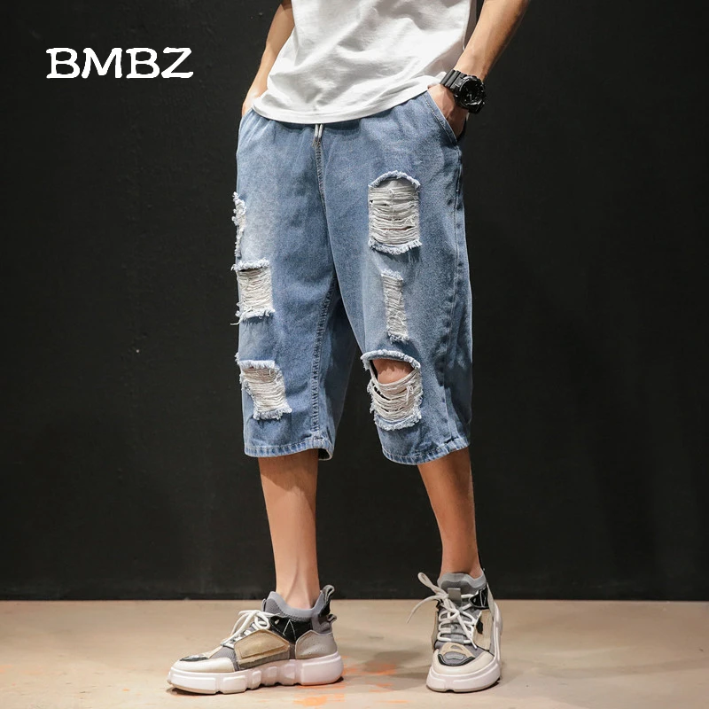 Джинсы мужские рваные укороченные корейский стиль | Мужская одежда