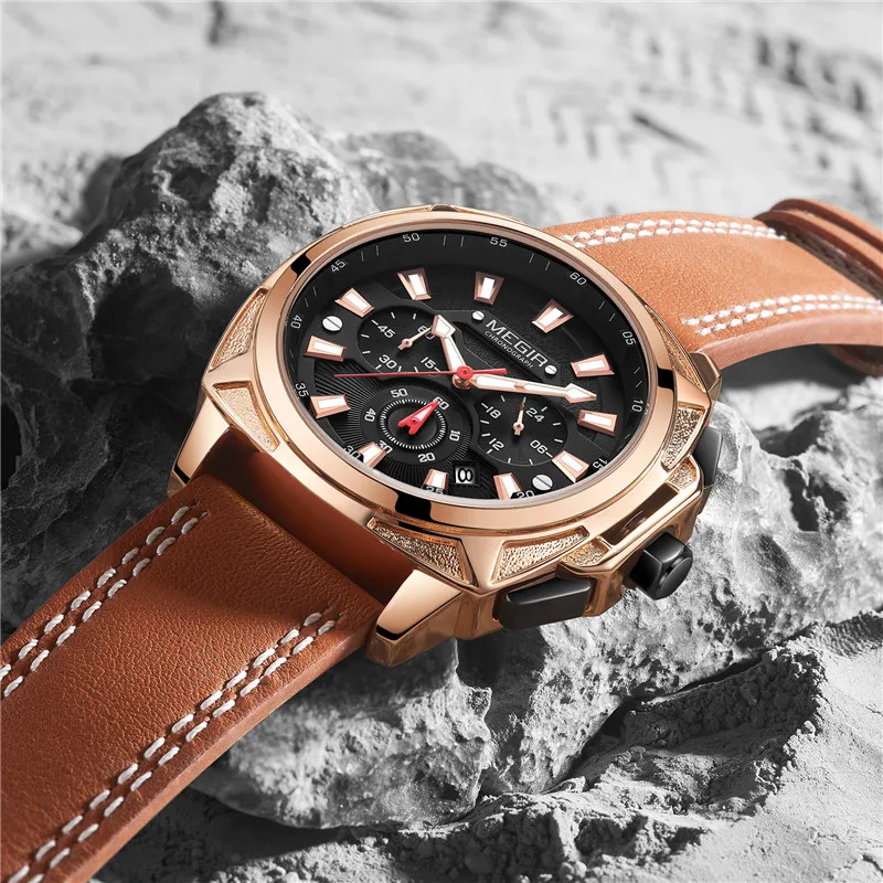 Часы MEGIR мужские в стиле милитари брендовые Роскошные спортивные наручные часы с