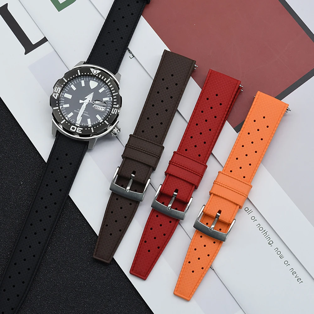 Ремешок для часов Seiko резиновый быстросъемный браслет с тропическим циферблатом