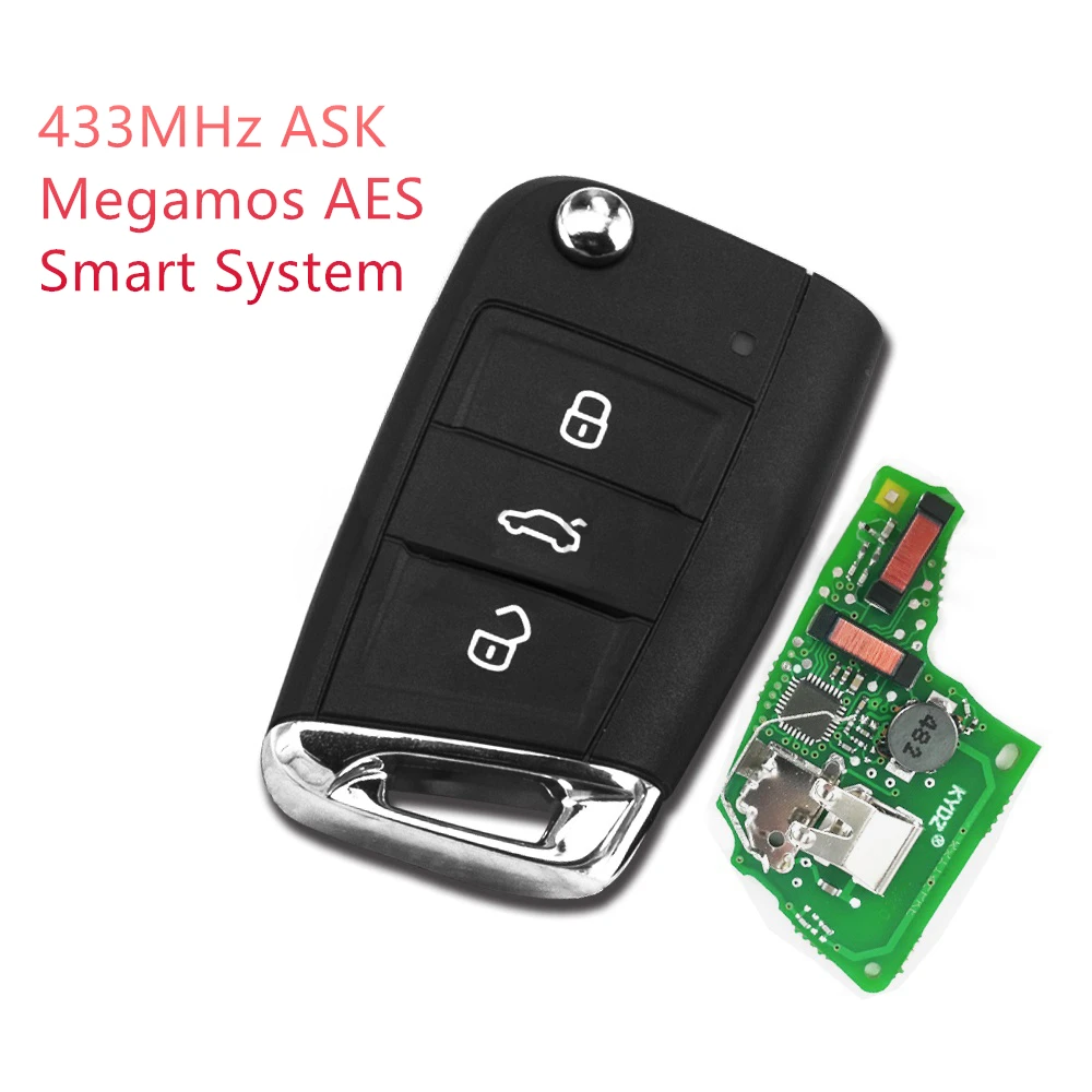 Ключ для автомобиля с дистанционным управлением 3 кнопки 433 МГц Volkswagen gen (MQB) чипом