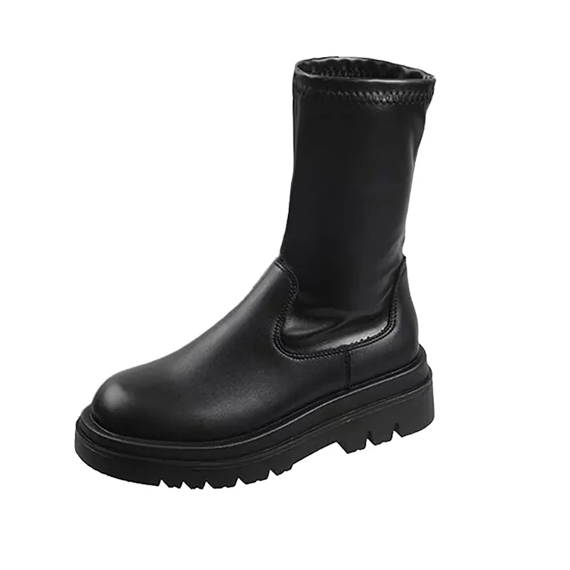 

College English autumn 2021 new Korean fashion windboots children versatile black thick soled boots