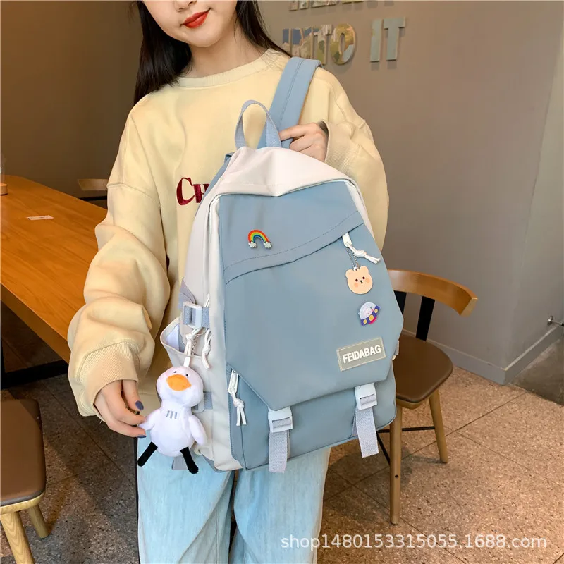 

Bag female ins backpack Korean version of Senior high school junior high school students large capacity foreign fashion