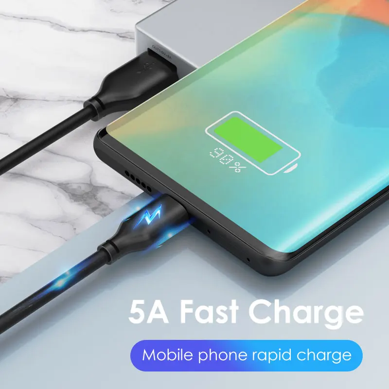 Кабель Type C 5A для передачи данных супер зарядный USB кабель Samsung 10 plus Z-Flip Huawei Mate 30pro