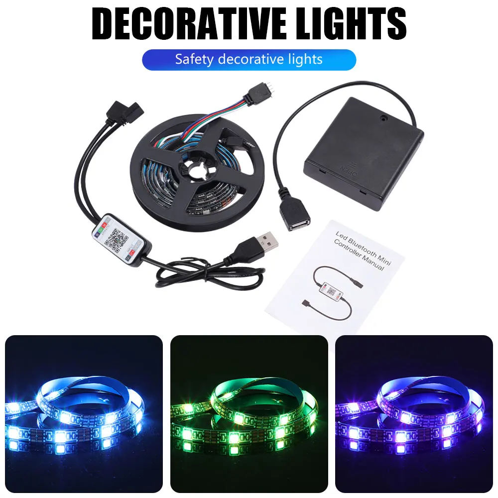 

2 шт. RGB светильник аемая осветительная полоса на батарейках с пультом дистанционного управления BT