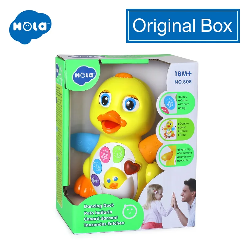 with box Танцевальная ходьба желтая утка детская игрушка с музыкой и светодиодный светильник для младенцев, малыш интерактивные Обучающие Развивающие игрушки подарки - Цвет: with box