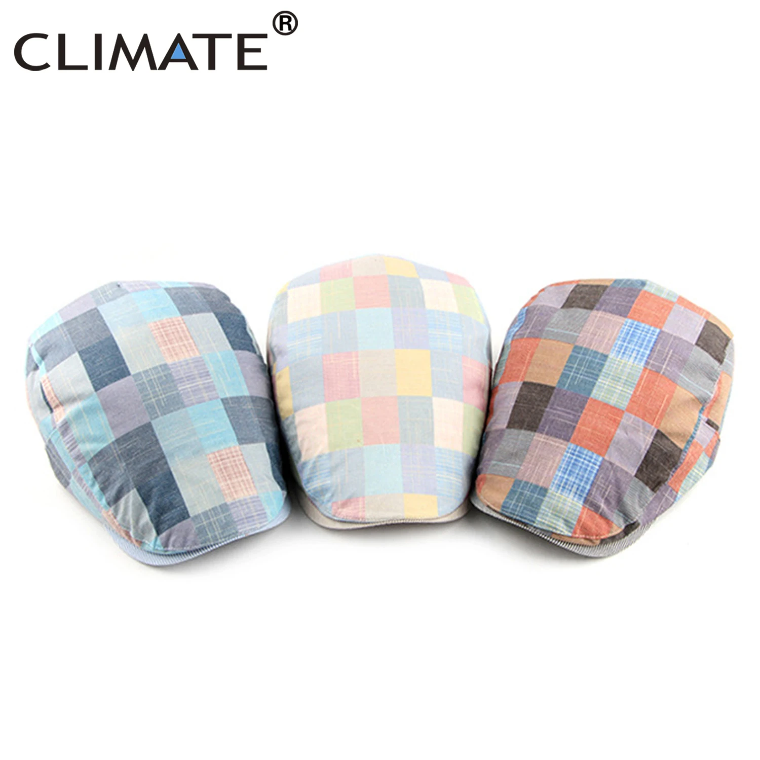 

CLIMATE Colorful Plaid Beret Ivy Cap Hat Women Men Berets Flat Cap Adjustable Checks Flat Caps Beret Korean