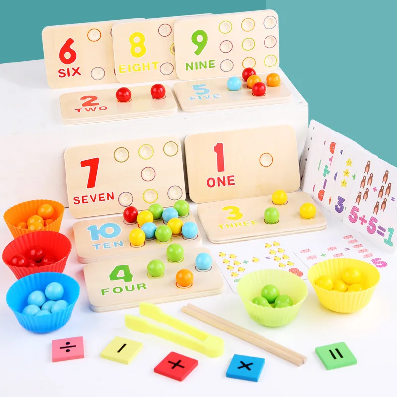 

Игрушки Монтессори Развивающие деревянные для детей, математические Подсчетные игры, зажимные бусины, сенсорная игрушка для дошкольного в...