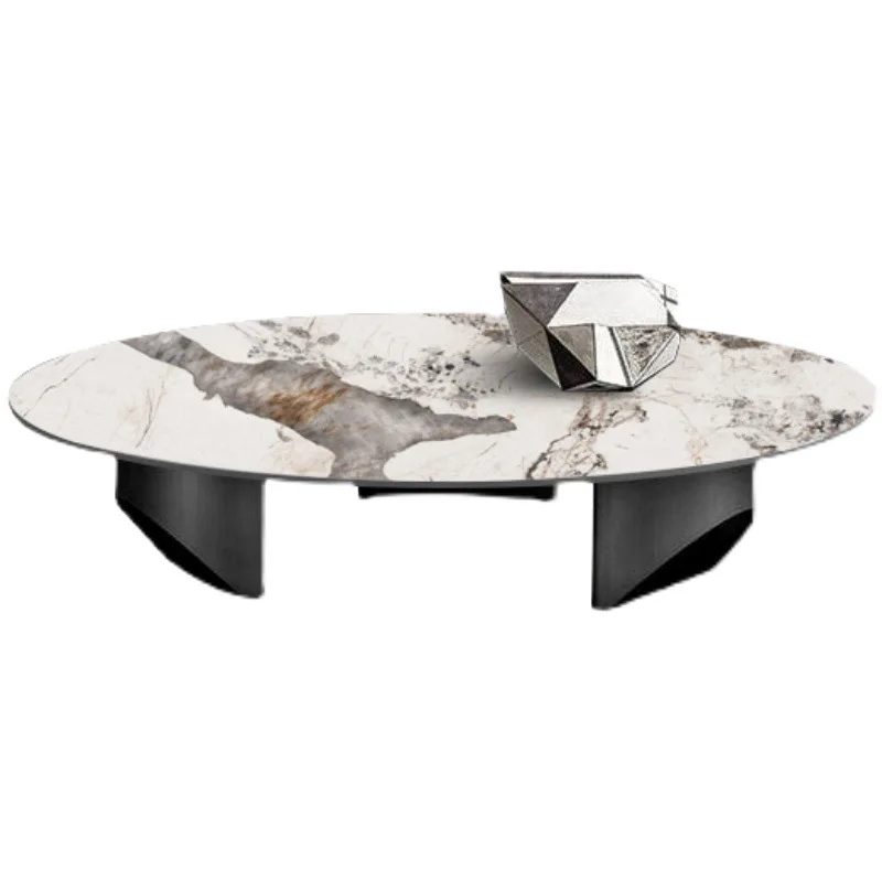 

Scandinavian modern marble square oval mesh coffee table