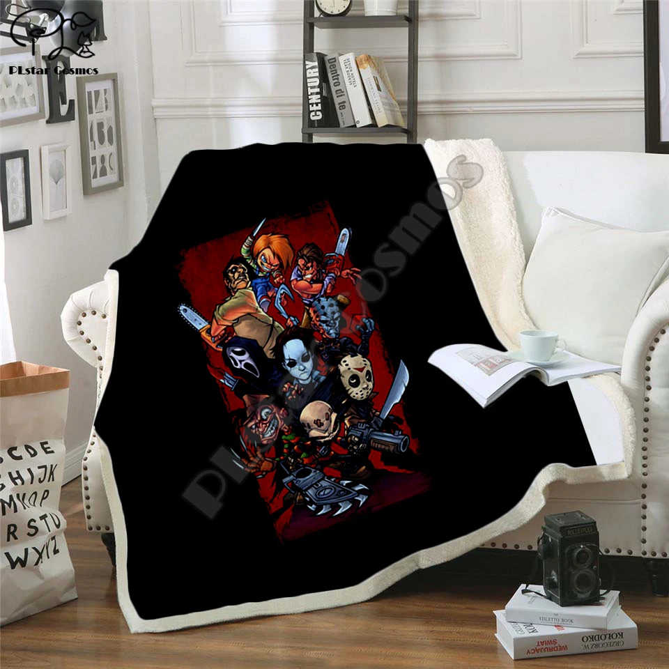 

Plstar Cosmos Halloween horror movie Scream Team Zombie brid Blanket 3D print Sherpa Blanket on Bed Home Textiles style-9