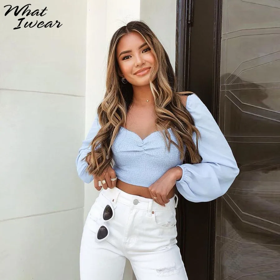 Футболка женская с открытыми плечами Модный облегающий укороченный топ V