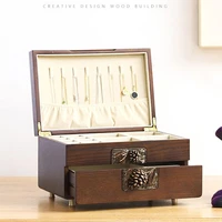 stud earrings necklace storage box jewelry jewelry box large capacity simple finishing box wooden wedding birthday gift