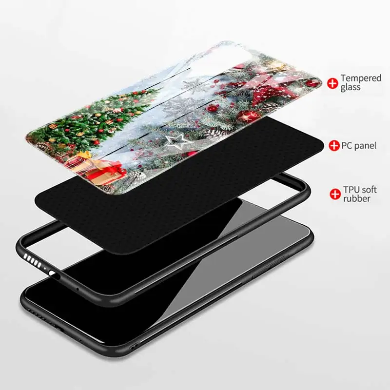 

Phone Case for Samsung Galaxy S8 S9 S10 S20 Plus S20 Ultra S20 FE 5G S10+ S20+ Tempered Glass Cover Shell Merry Christmas