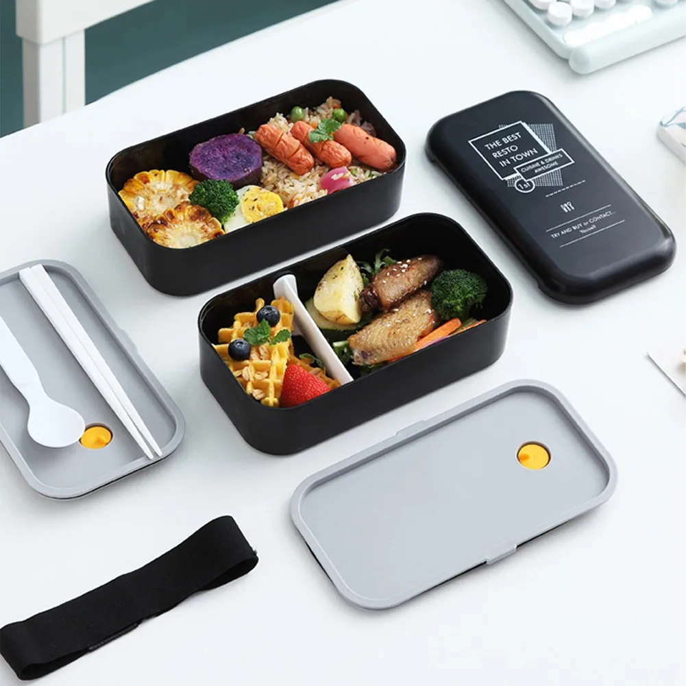 

Stainless Steel Lunch Box 2-layer Lunch Box Bento Box Microwave Heated Kids Health Food Box Portable Sealed Containers