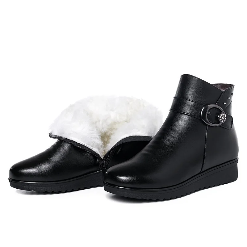 

Женские зимние ботинки, зимняя обувь для мам, теплая Новинка 2021, шерстяные ботильоны, женские нескользящие ботинки на плоской подошве, больш...