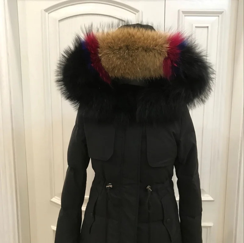 Tcyeek Winter Down Jacket Women Long Coat Female Warm Parka Clothes 2020 Real Raccoon Fur Hooded Coats Ladies Hiver LW1720 | Женская