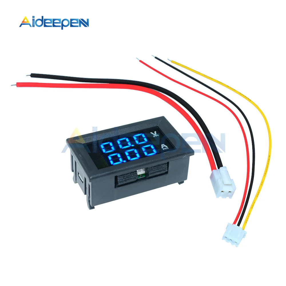 Voltímetro Digital LED para coche, amperímetro de 0,56 pulgadas, 0-100V, 10A, 50A, 100A, medidor de corriente de voltaje, Detector de voltios, Panel de Monitor