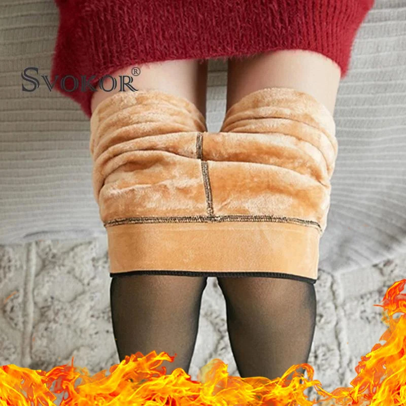 

SVOKOR Winter Warm Leggings Tights Velvet Women Elastic Legging Thick Slim High Waist Fashion Skinny Women Clothes