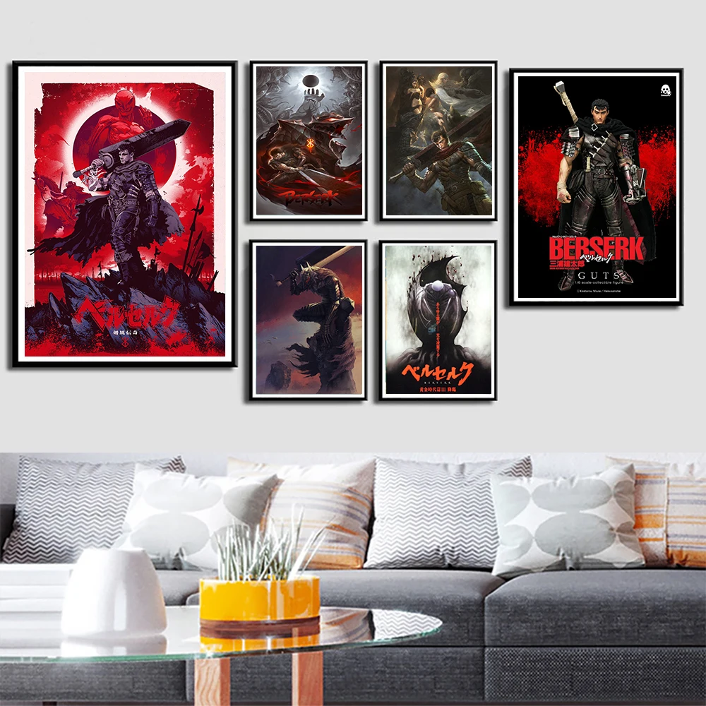 

Anime Berserk Posters Manga Japanese Canvas Painting Vintage Pictures on The Wall Art Decorative for Living Room Home Decor