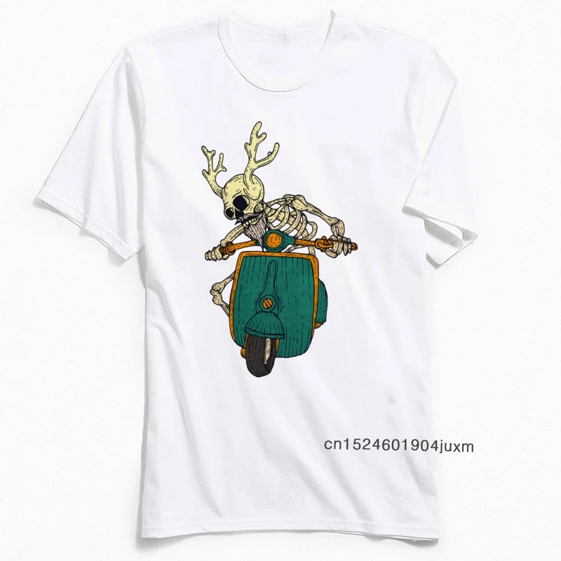 Мужская футболка из 100% хлопка забавная с черепом мотоциклистом повседневные