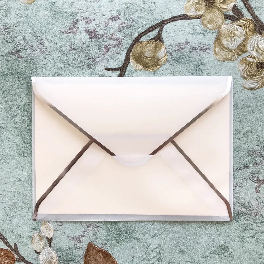 

50pcs/lot 17.5cm*12.5cm Greeting Card Hot Stamping Envelope Vegetable parchment Paper For Festival Ceremony Blessing Card