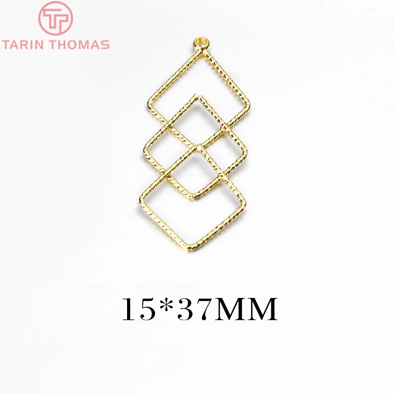 (1688) 4PCS 15x37MM 20x30MM 24K Gold Color Plated Brass Geometric Shaped Earring Charm High Quality DIY Jewelry Making Findings | Украшения