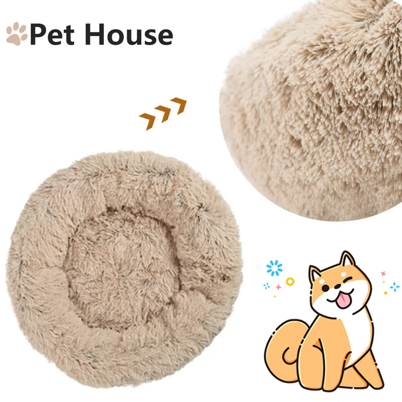 Soft Warm Round Pet Cat Bed Comfy Calming Dog Beds Washable r Large Medium Small Comfortable Kennel Easy To Clean Pet Nest House