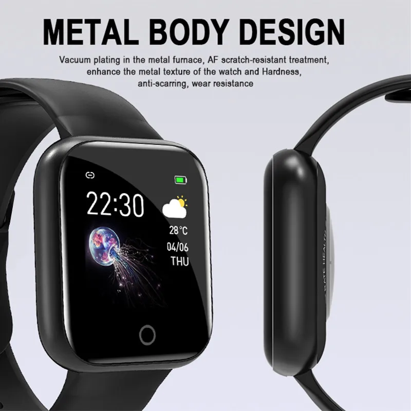 Силиконовые смарт часы с ремешком водонепроницаемые из нержавеющей стали IP67