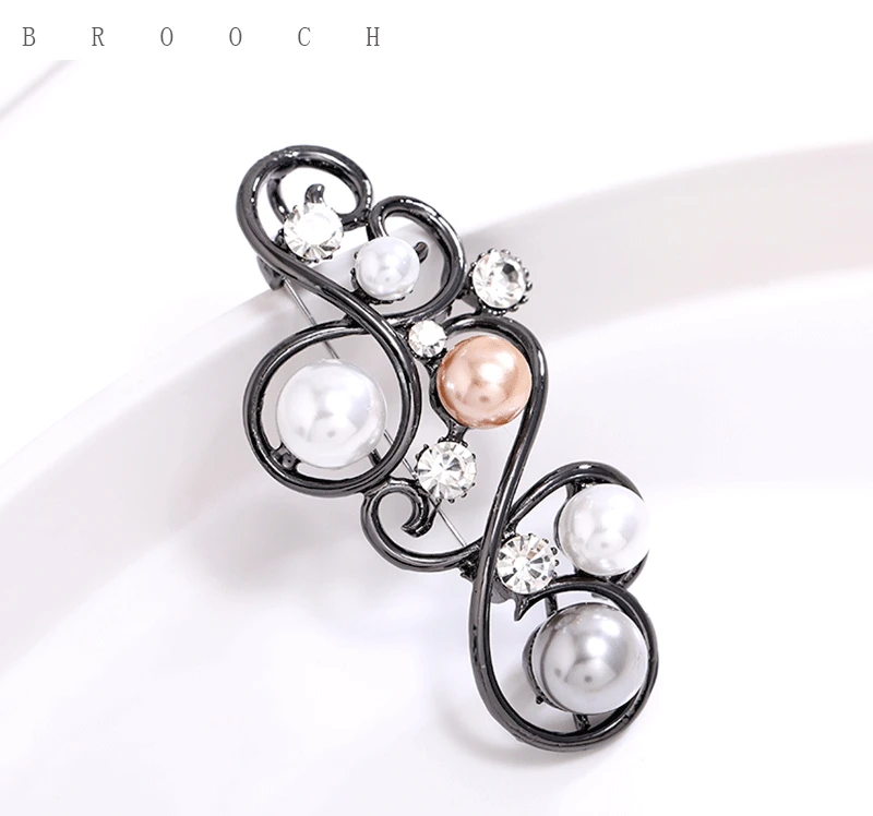 Винтаж высокого качества жемчуг брошь со стразами анти-светильник костюм платье