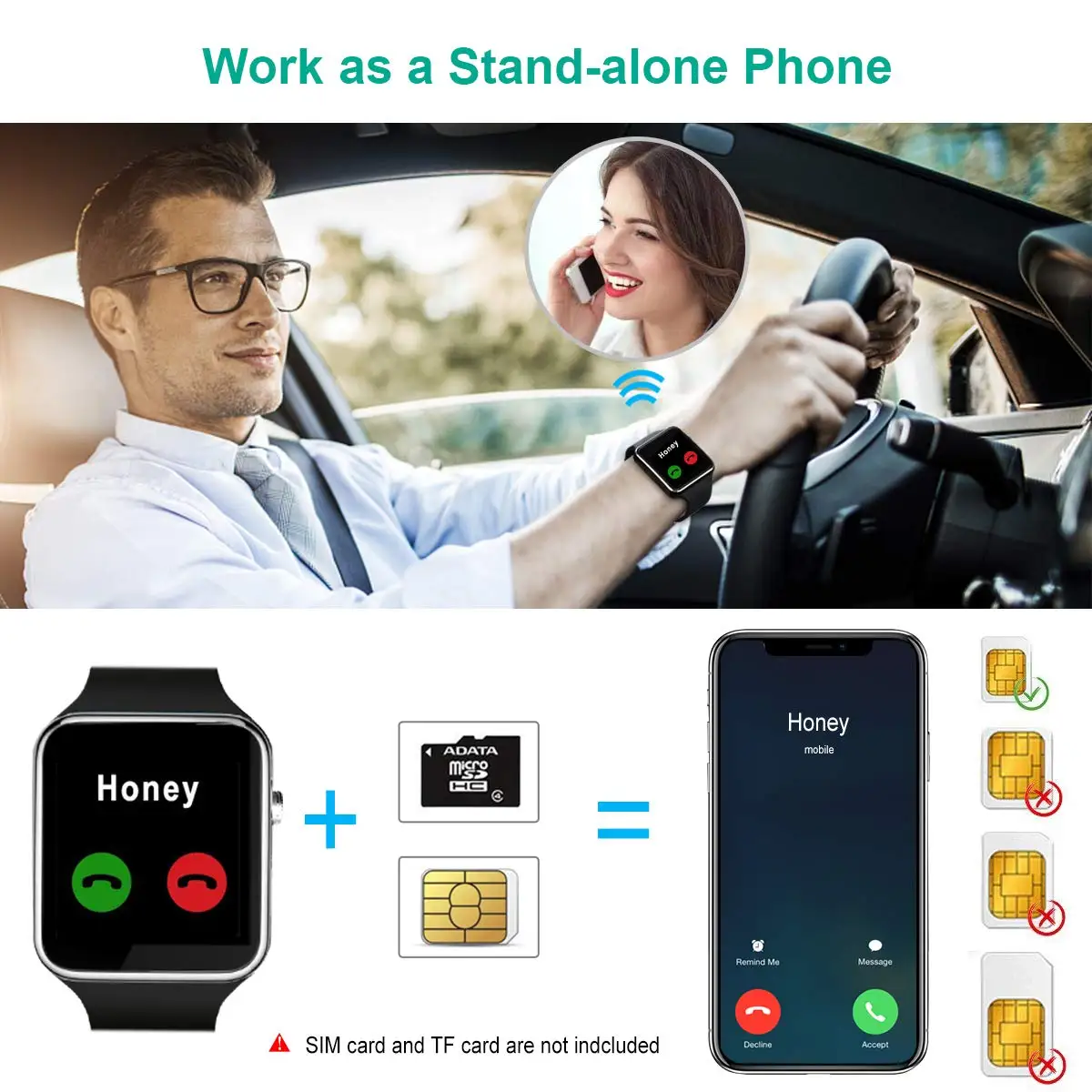 X6 Bluetooth Smart Watch With Camera Support SIM TF Card Touch Screen Alarm Clock Sleep Monitoring Sport Watch For Kid Men Women