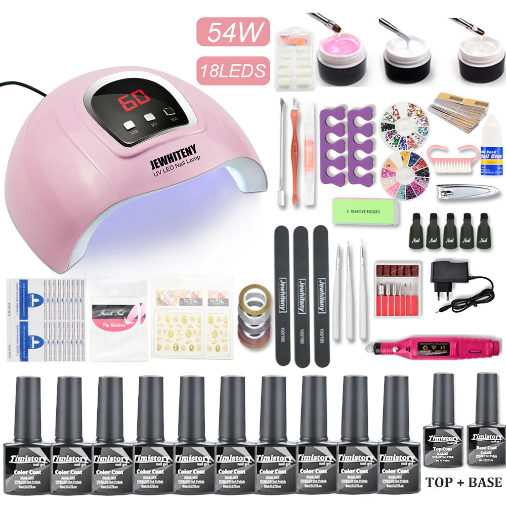 Nail Set 120W UV LED Lamp For Manicure 10pcs Gel Polish Kit Soak Off Varnish Art Dryer Machine Tools | Красота и здоровье